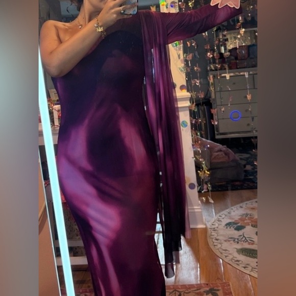 Purple One Shoulder Mesh Overlay Dress Gown Women’s 2X - Picture 2 of 3